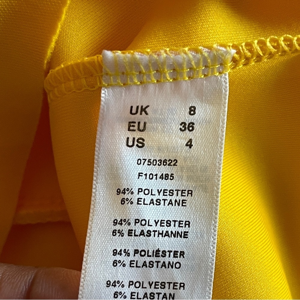 ASOS | Yellow Scuba Tiered Ruffle Mini Skirt Sz 4 - Picture 5 of 6